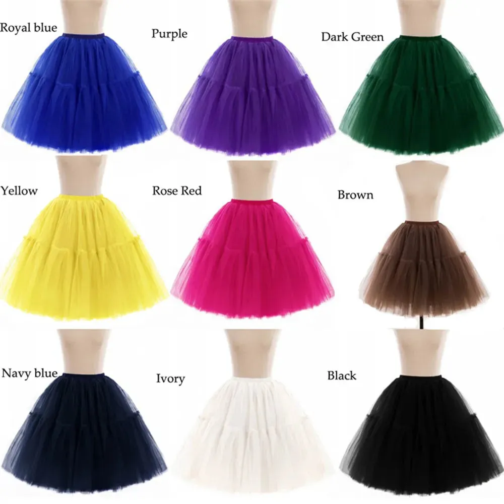 5-Layer 60 cm Pleated Tutu Tulle Skirt (Many Colors)
