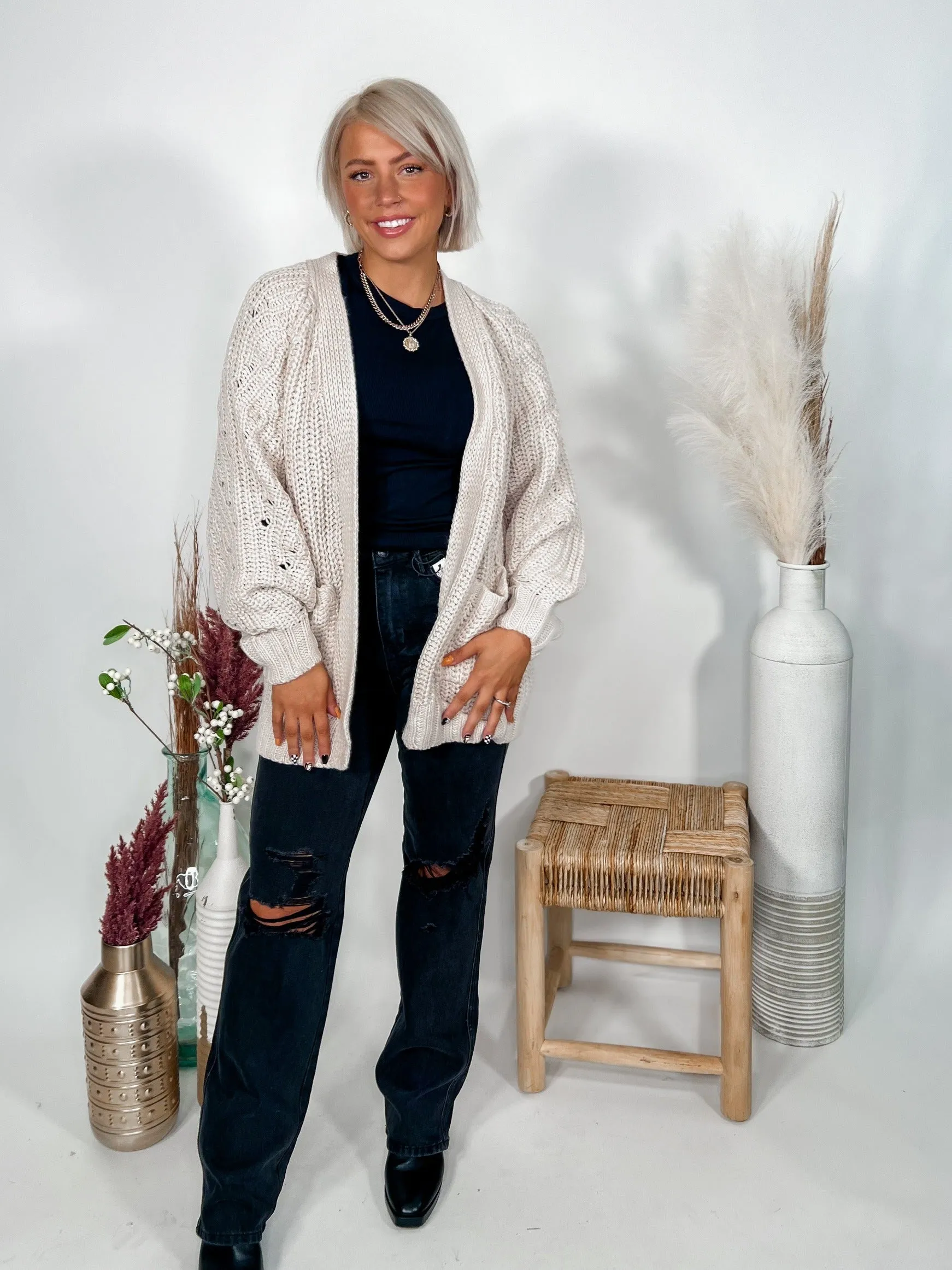 All In Oversized Cardigan, Ecru