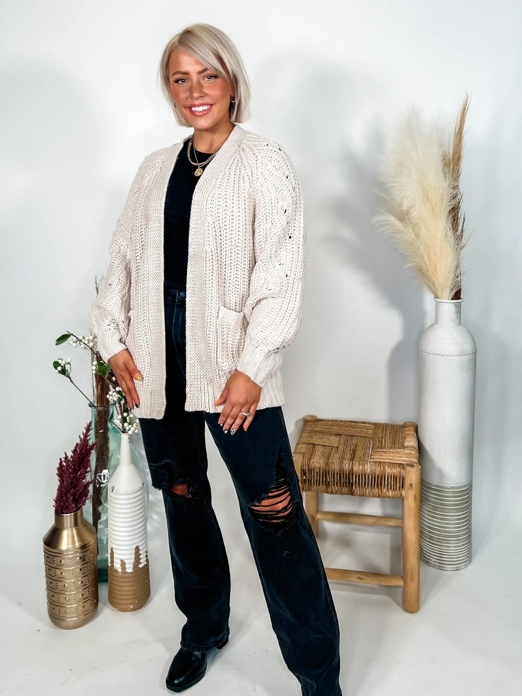 All In Oversized Cardigan, Ecru