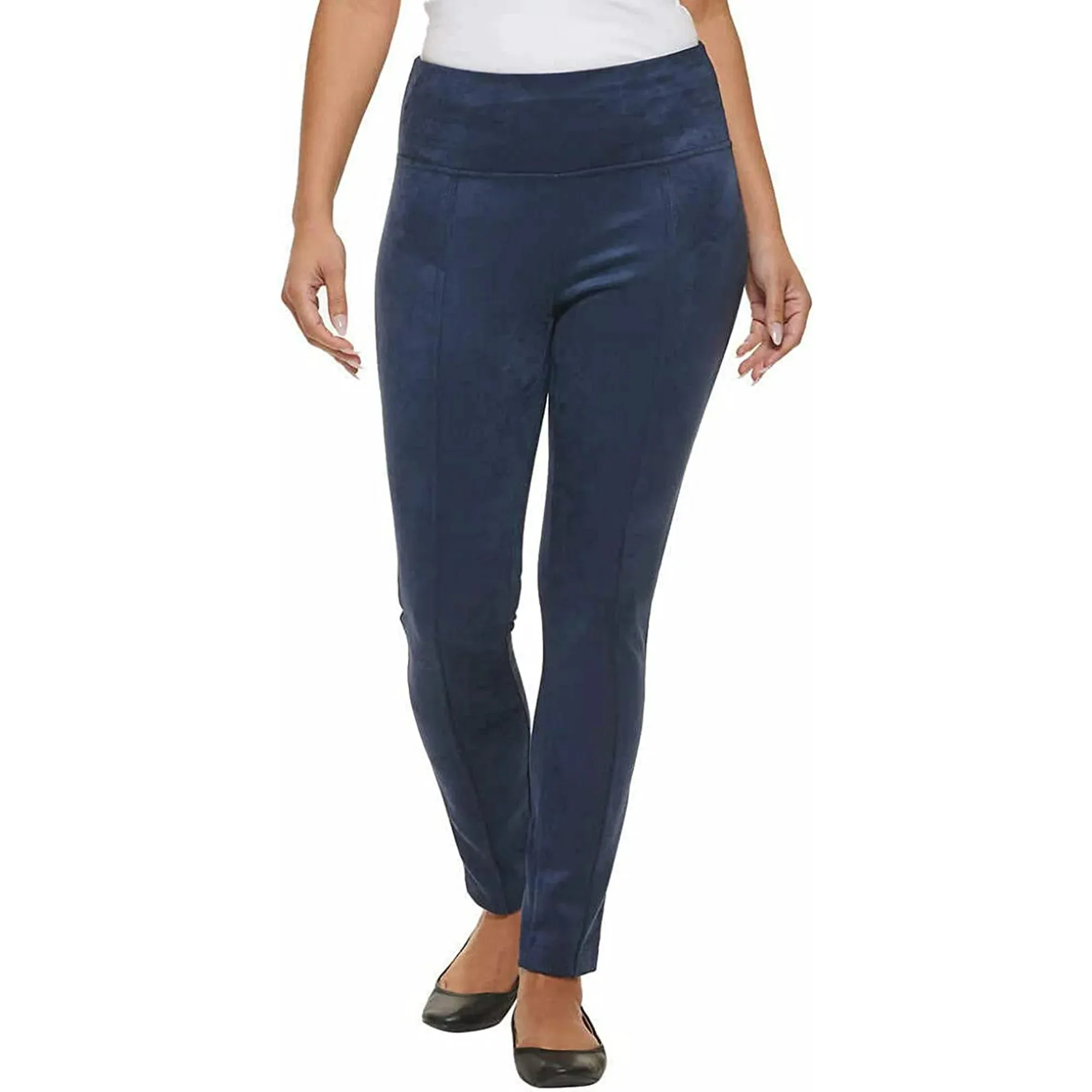 Andrew Marc Super Soft Stretch Faux Suede Pull On Pant for Women - Black