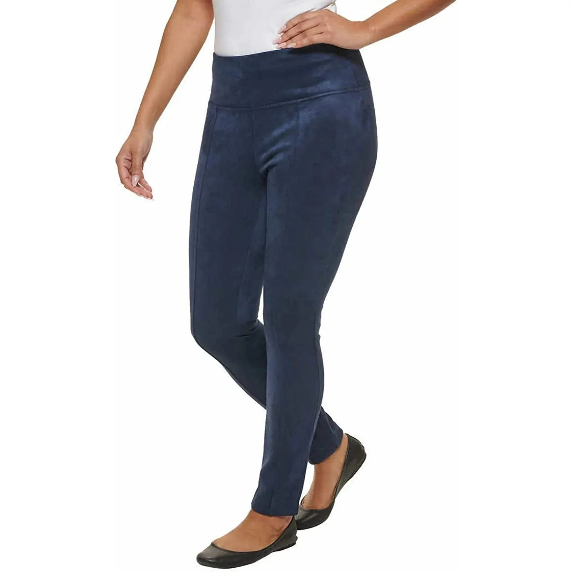 Andrew Marc Super Soft Stretch Faux Suede Pull On Pant for Women - Black