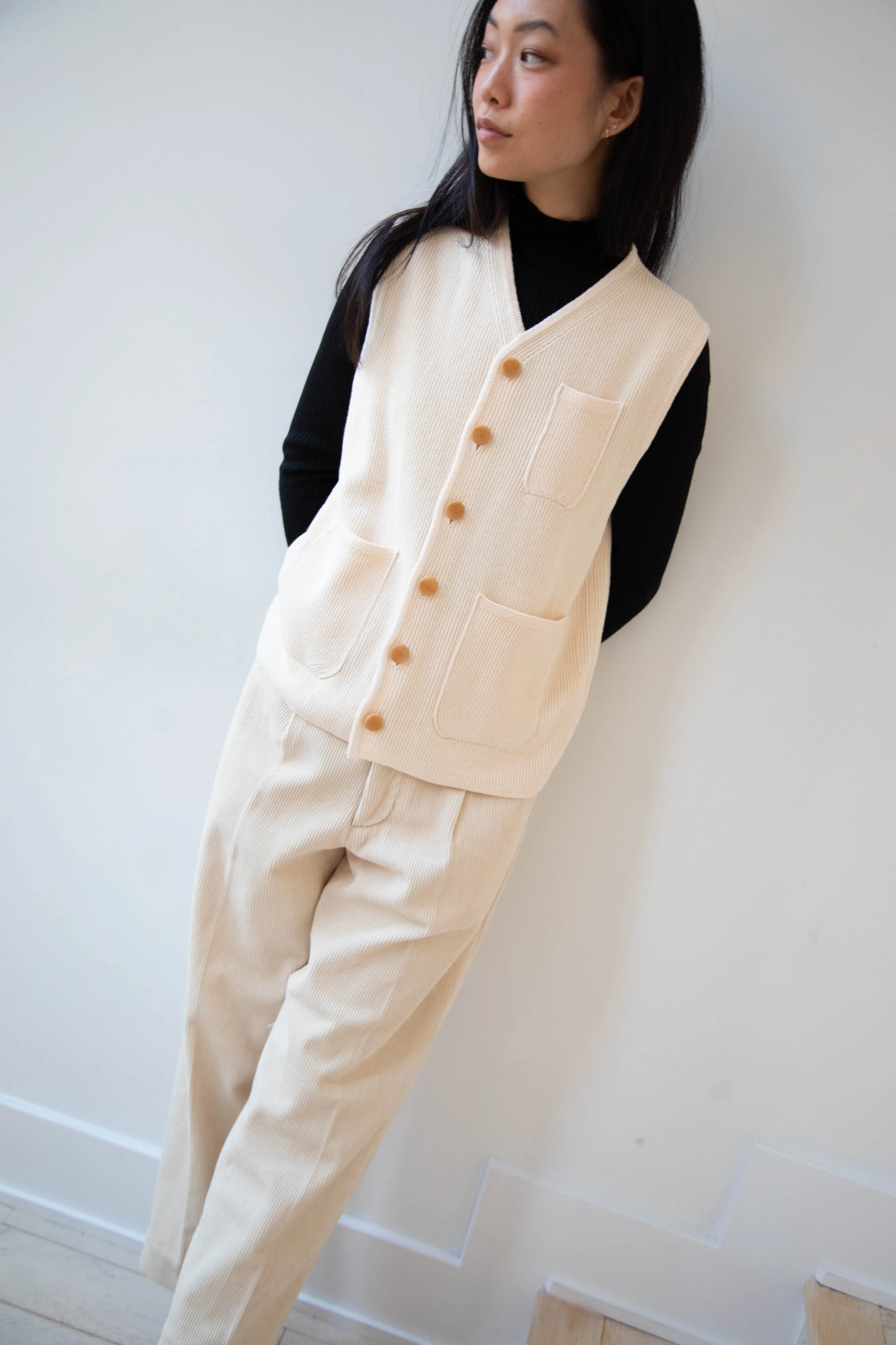 Aseedonclöud | Tea Garden Knit Vest in Beige