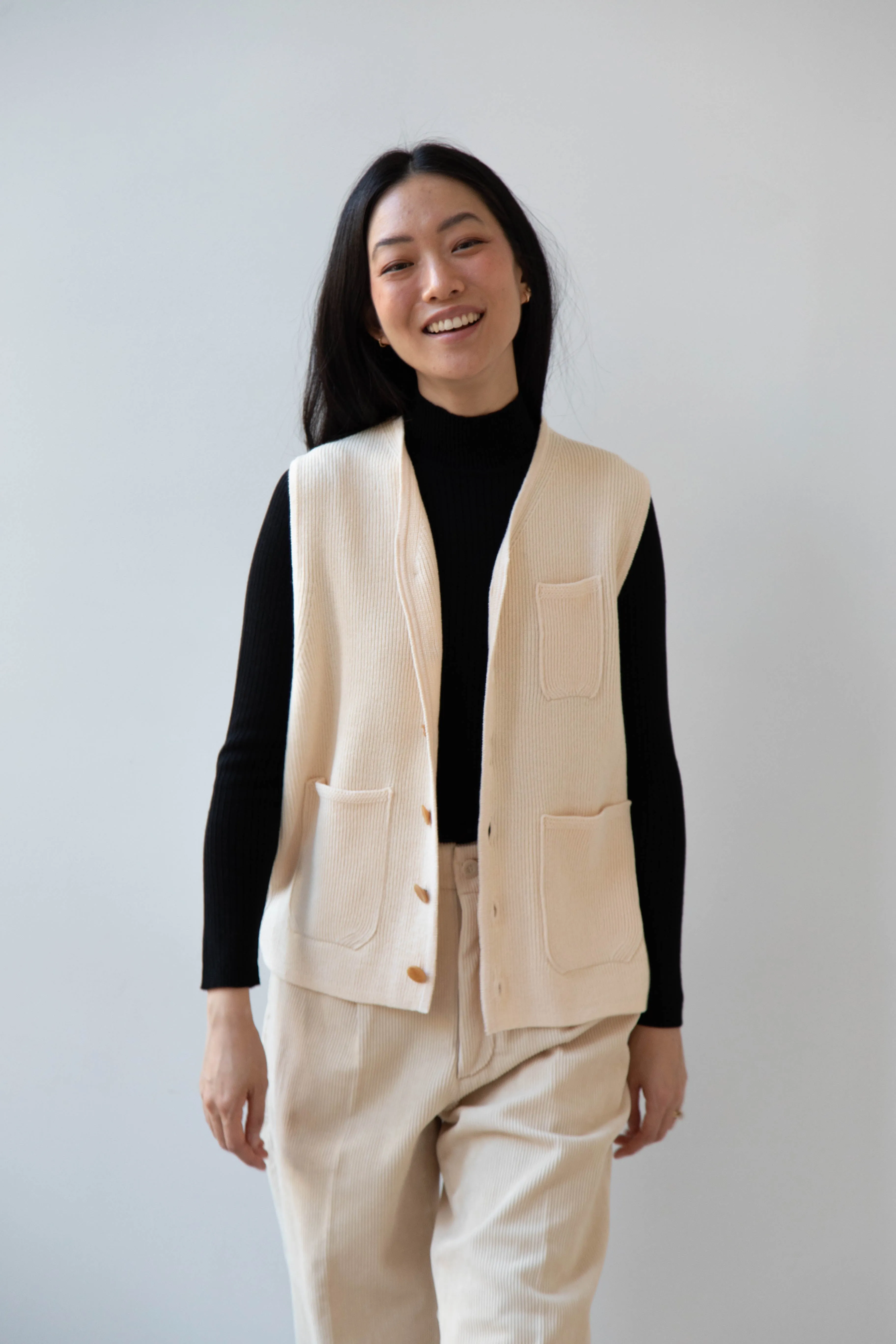Aseedonclöud | Tea Garden Knit Vest in Beige