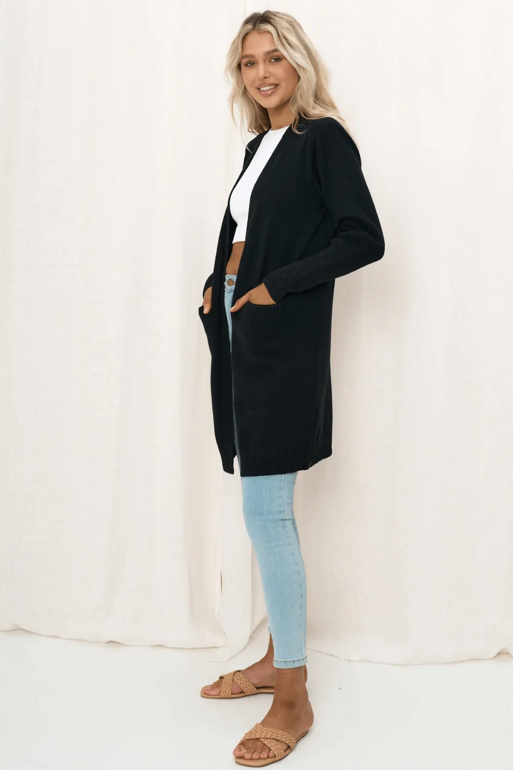 Ashlee Long Cardigan - Black