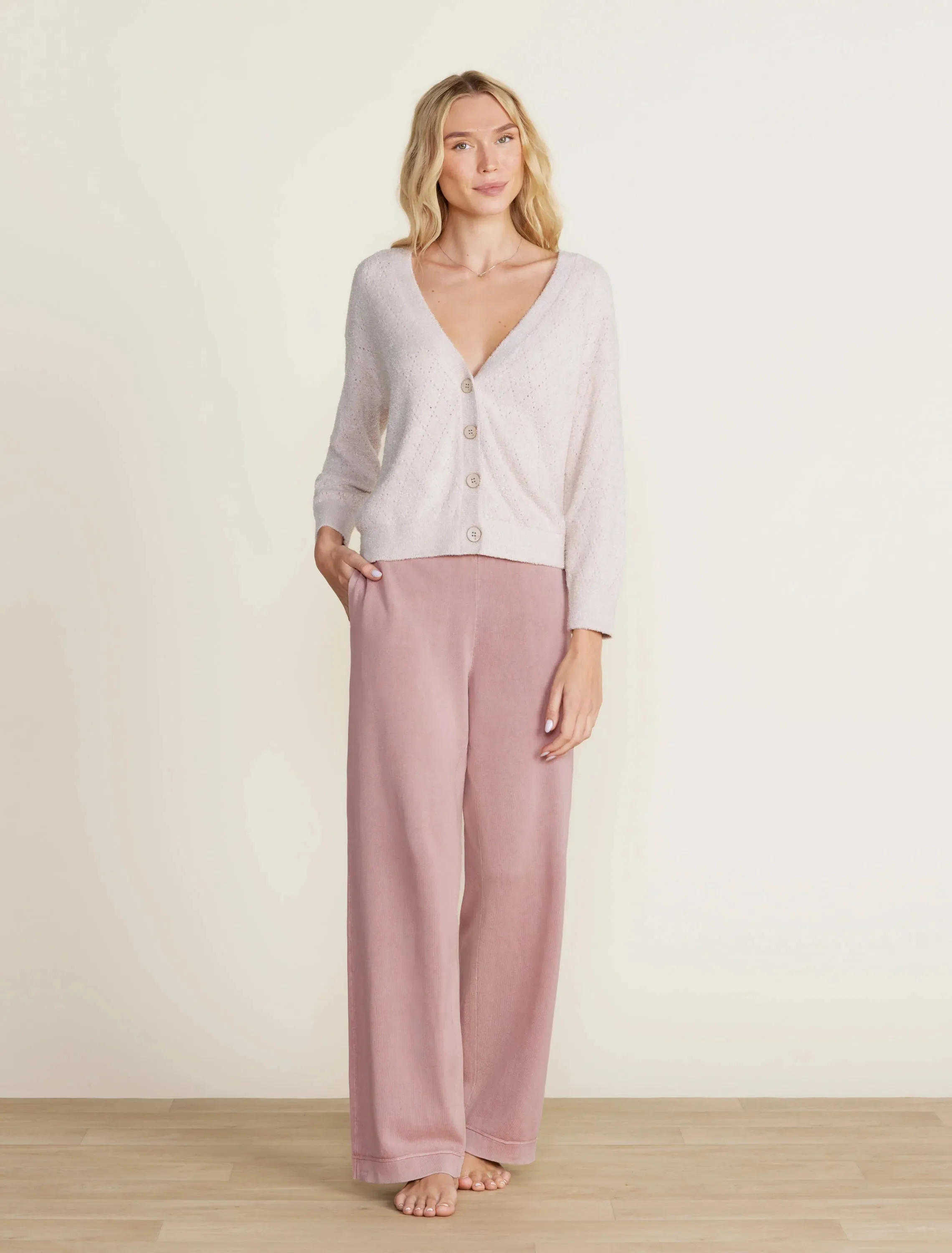 Barefoot Dreams - CozyChic Lite®  - Diamond Pointelle Cardigan - Chai