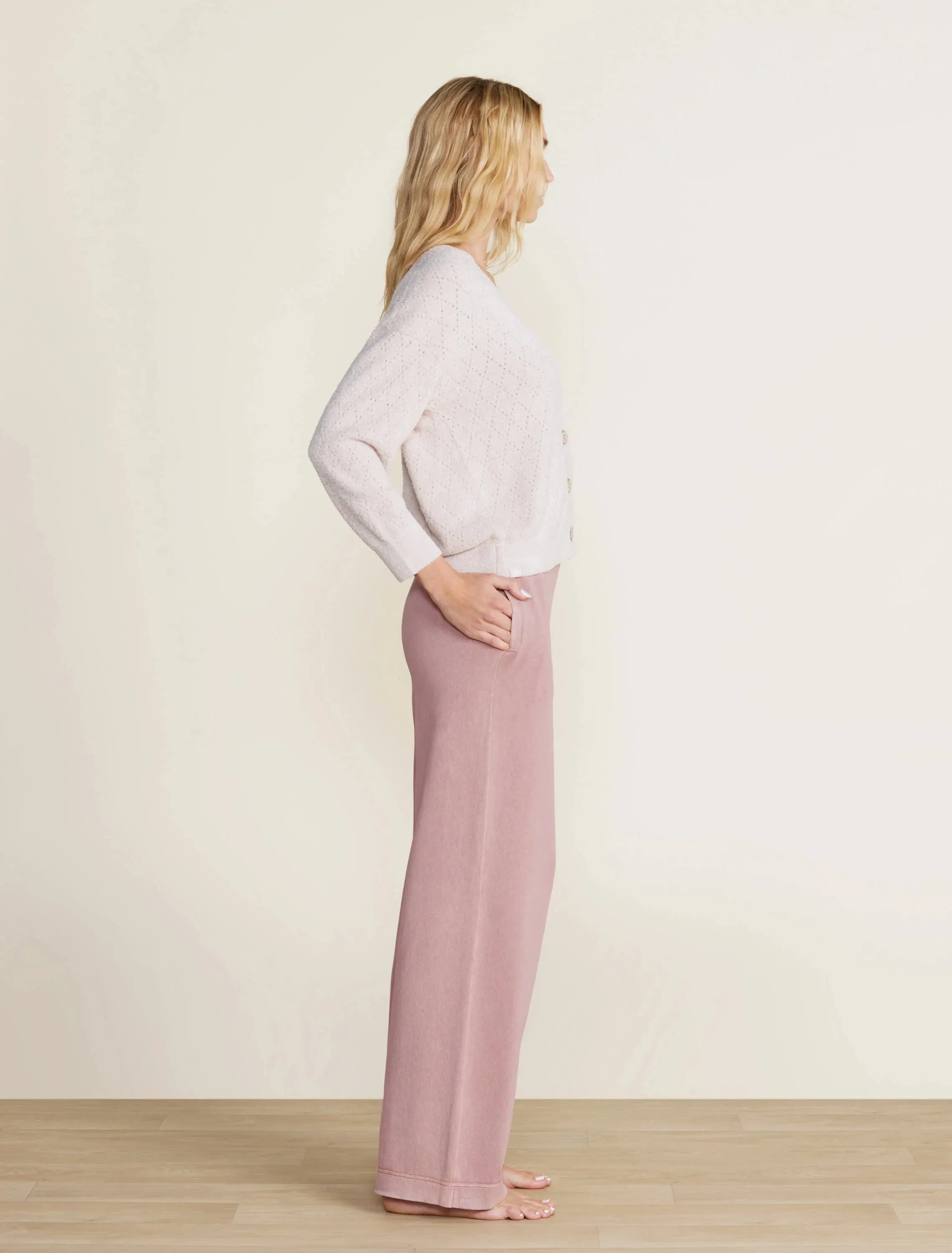 Barefoot Dreams - CozyChic Lite®  - Diamond Pointelle Cardigan - Chai