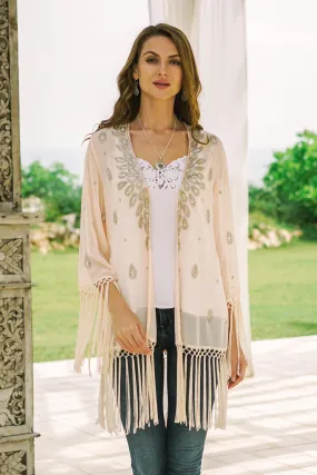 Beaded and Sequined Crepe Jacket from India - Out on the Town | NOVICA