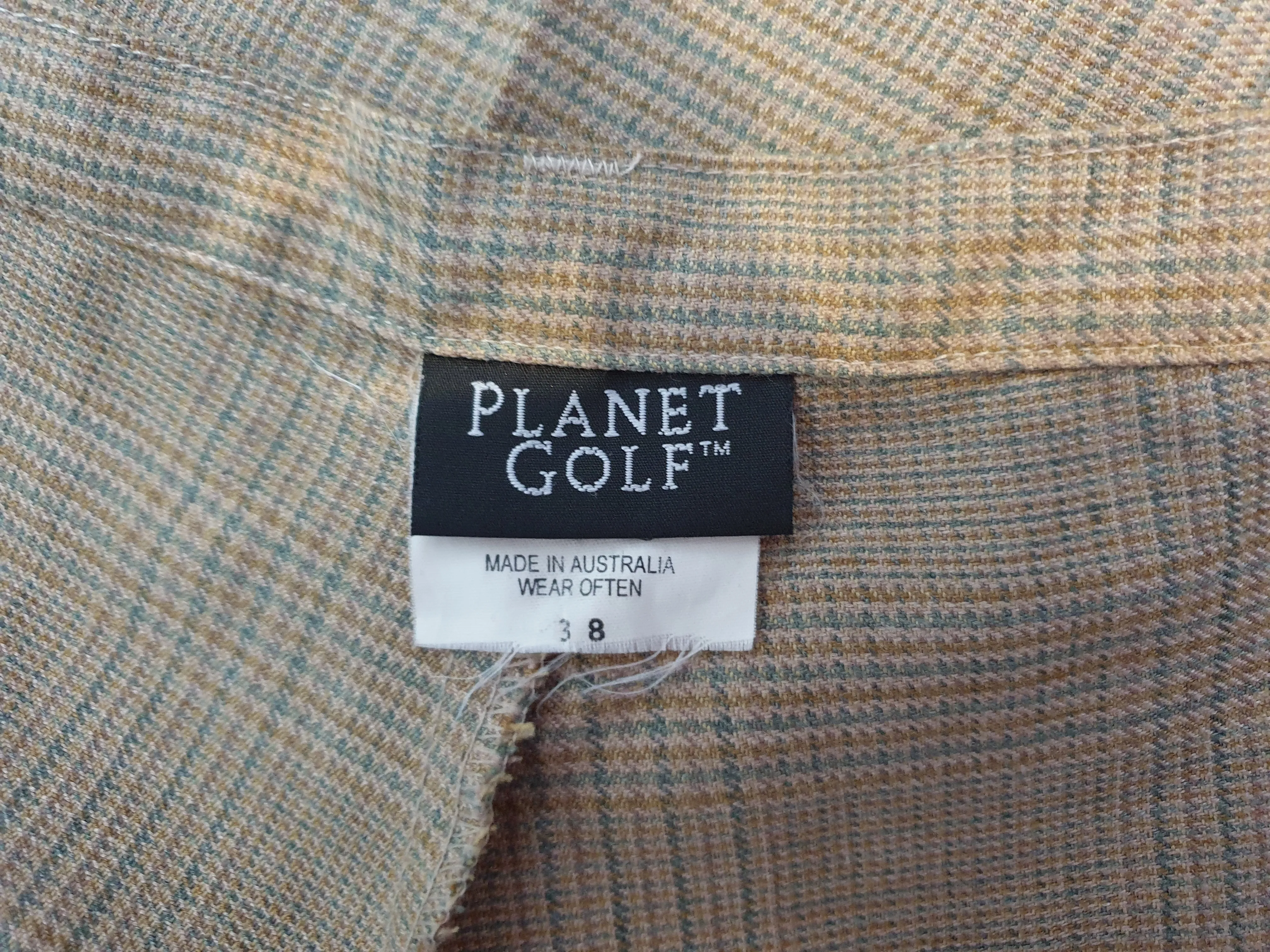 Beige & Green Glen Check Golf Pants by Planet Golf - XL