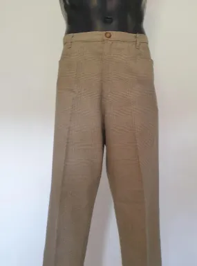 Beige & Green Glen Check Golf Pants by Planet Golf - XL