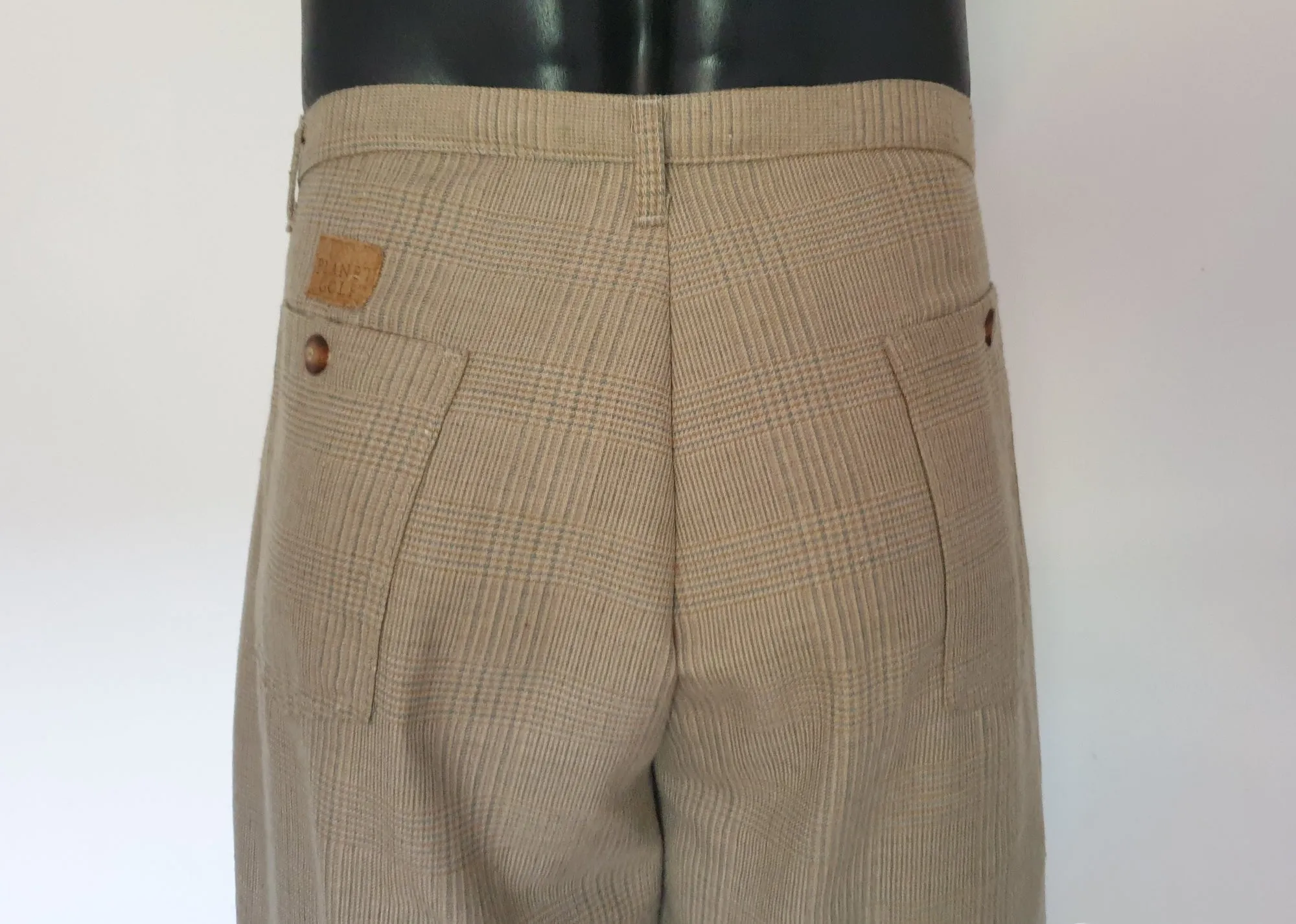 Beige & Green Glen Check Golf Pants by Planet Golf - XL