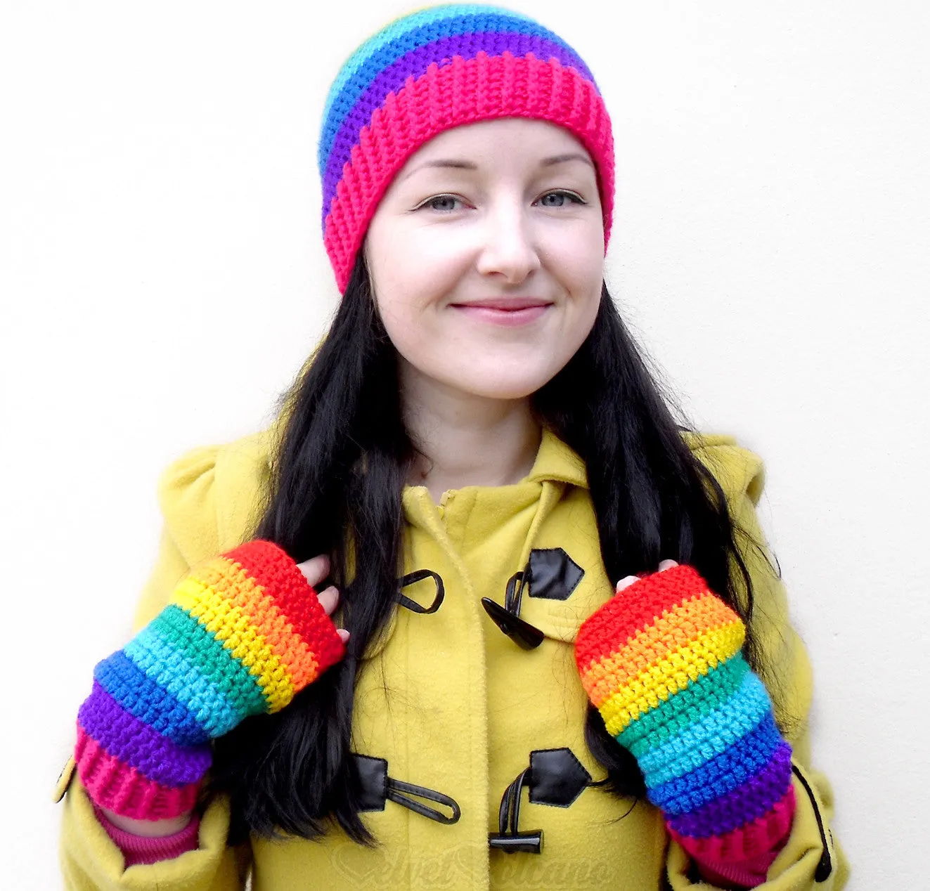 Bright Rainbow Striped Beanie