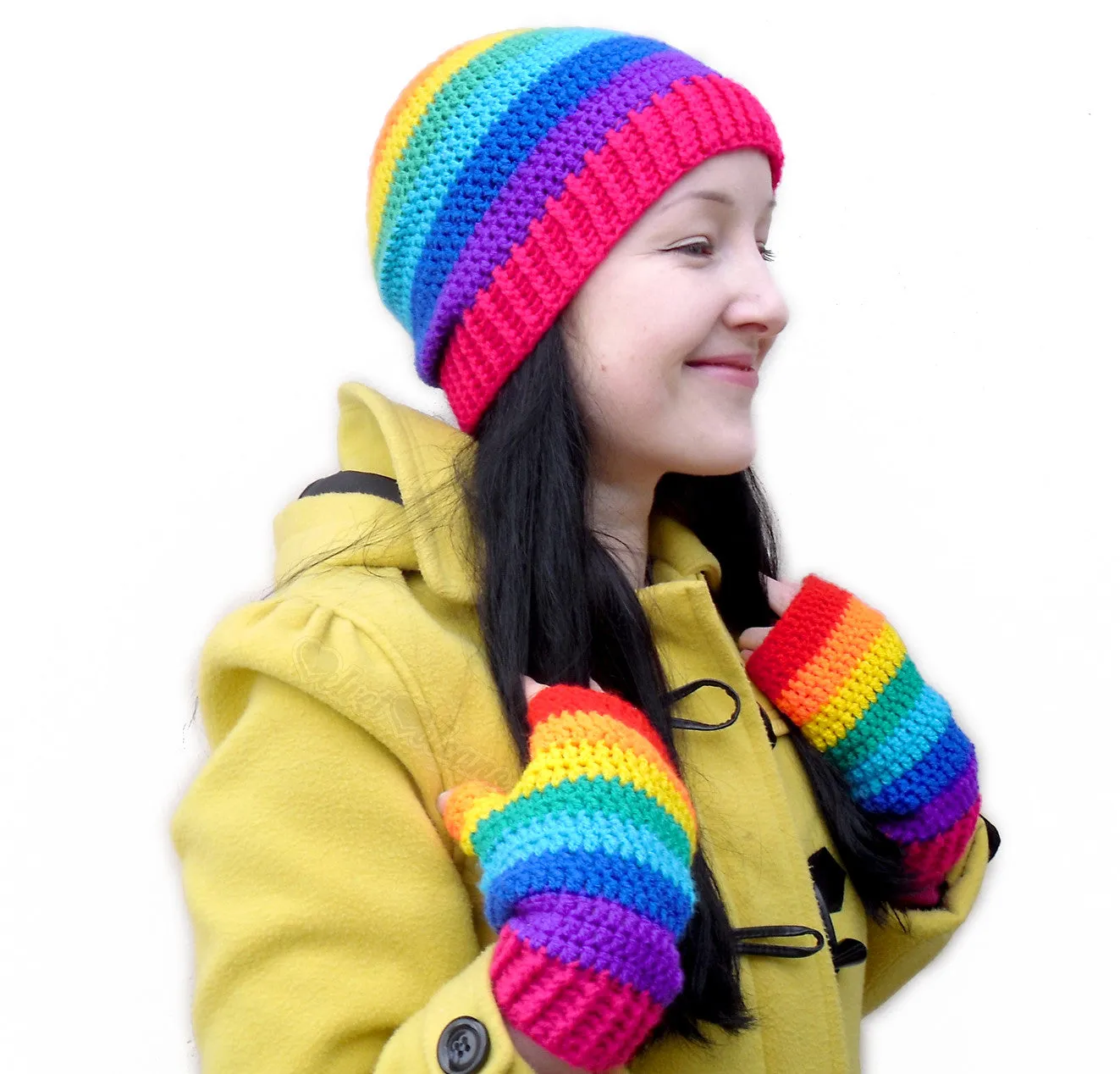 Bright Rainbow Striped Beanie