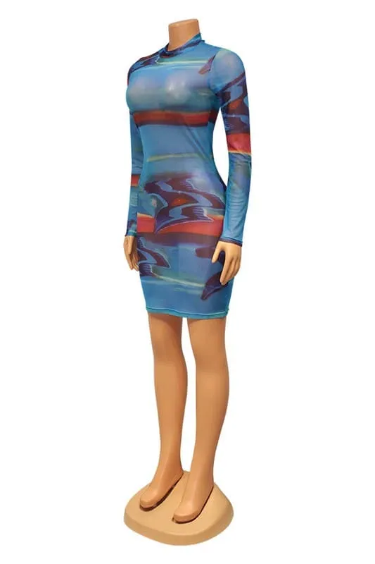 BY050 Tie Dye Mesh Mini Dress