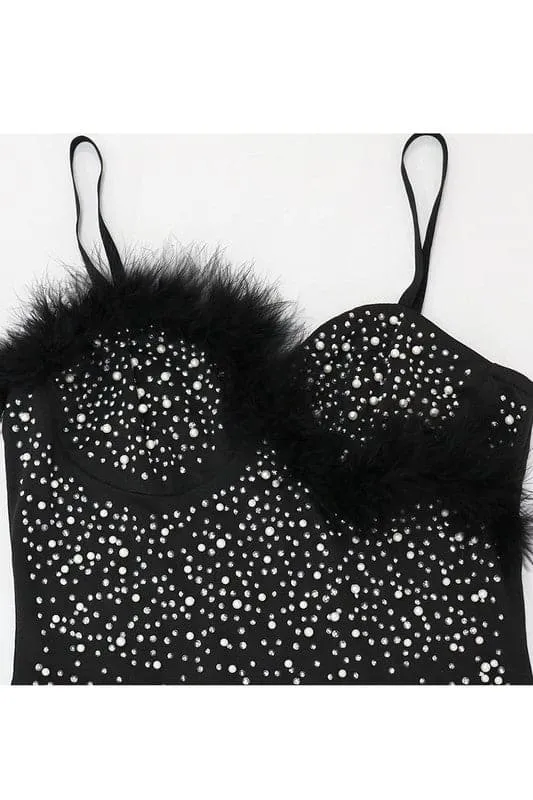 BY409 Rhinestones Cami Mini Dress
