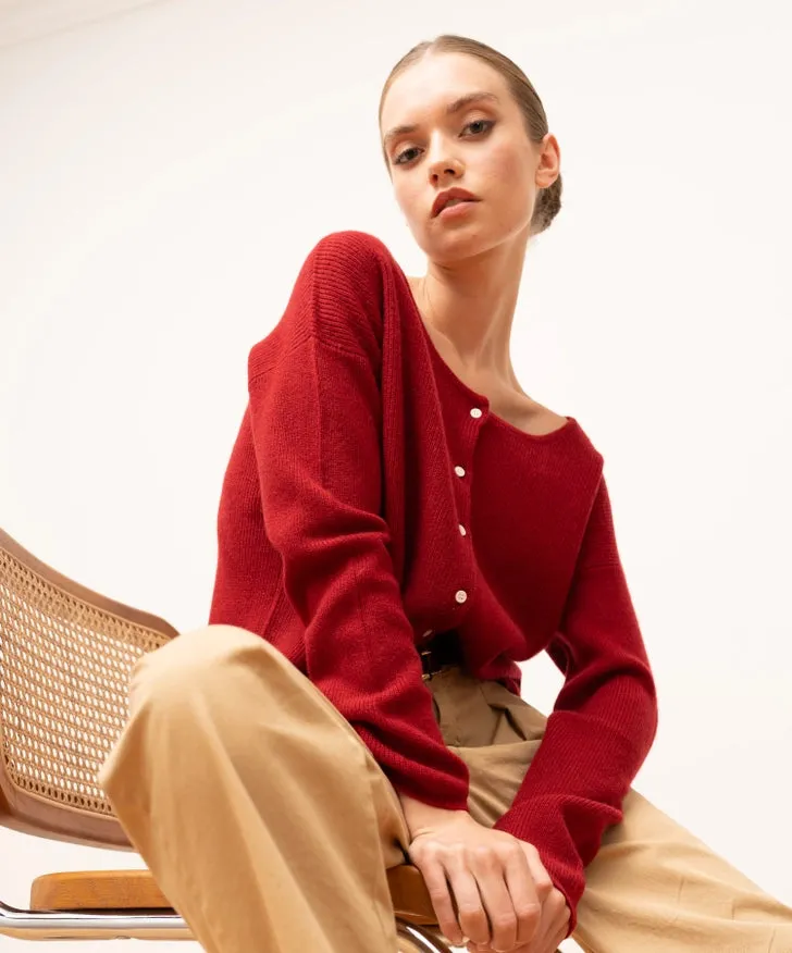 Camille Cardigan Burgundy