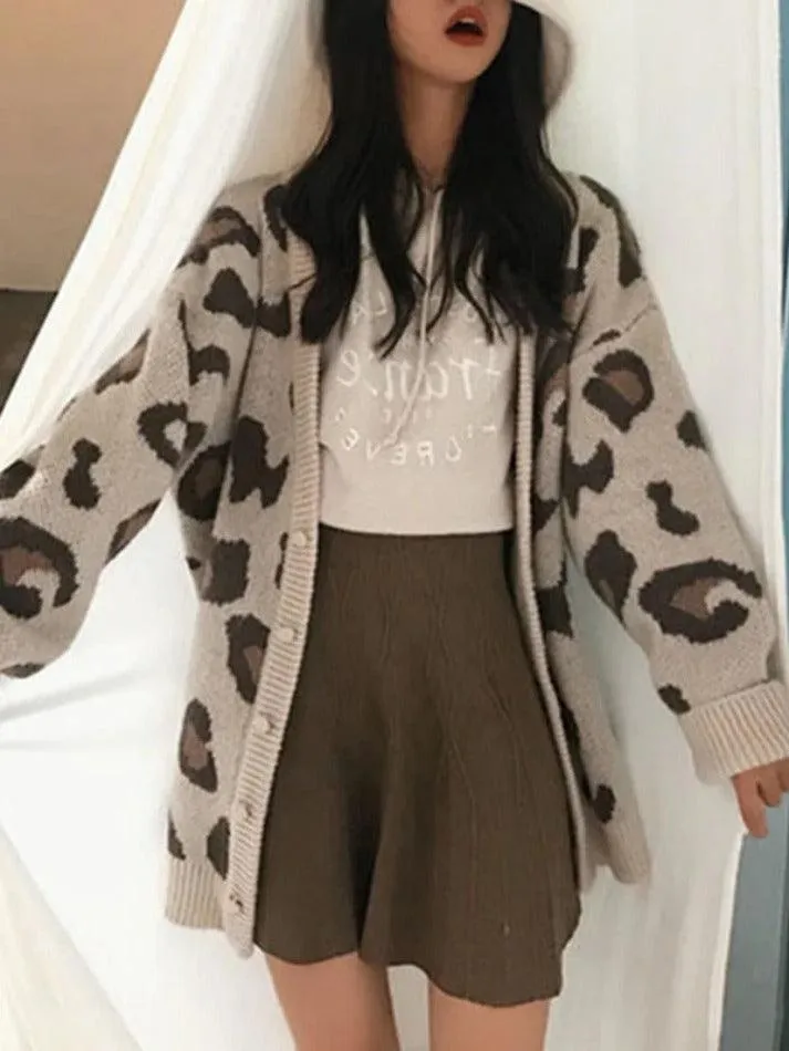 Cardigan ample imprimé léopard