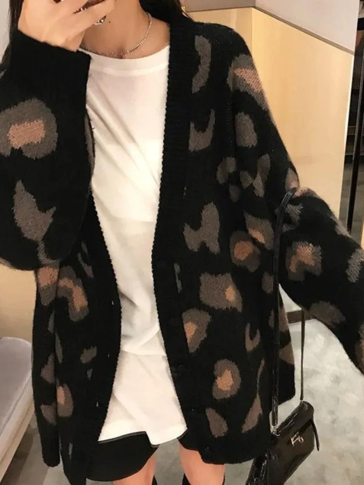 Cardigan ample imprimé léopard
