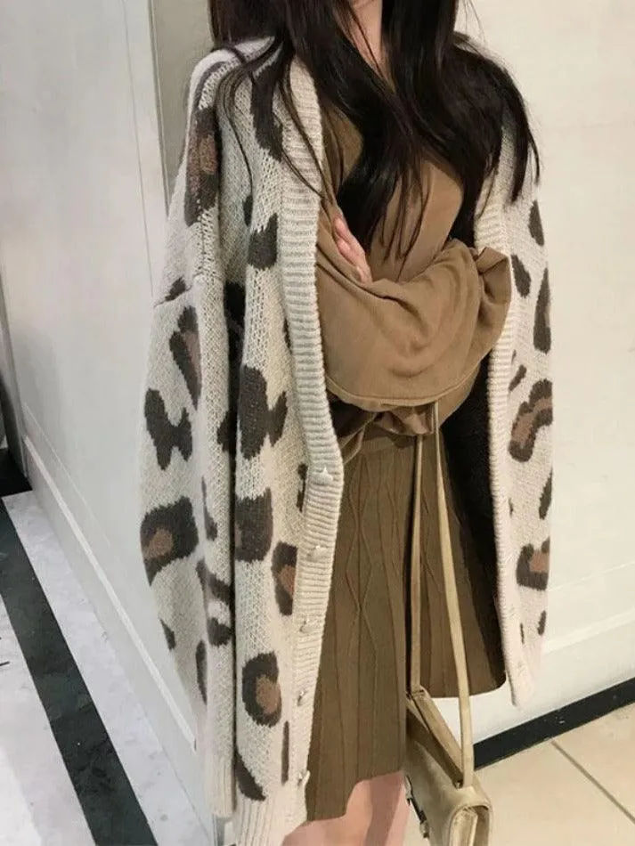 Cardigan ample imprimé léopard