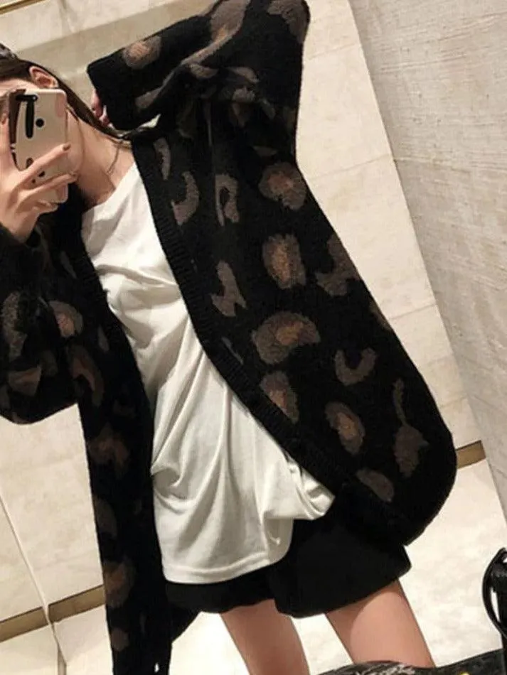 Cardigan ample imprimé léopard