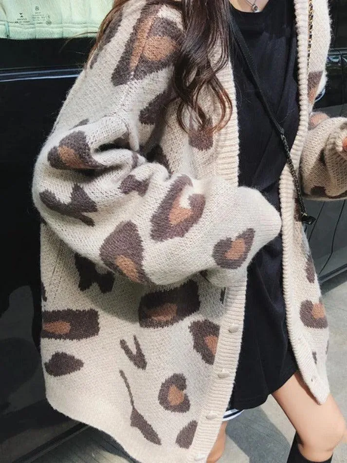Cardigan ample imprimé léopard