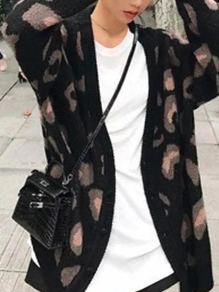 Cardigan ample imprimé léopard