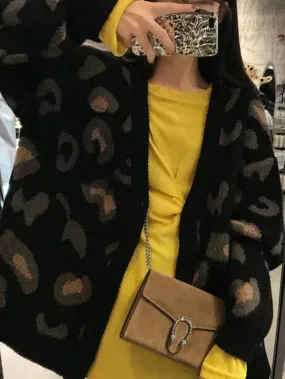 Cardigan ample imprimé léopard