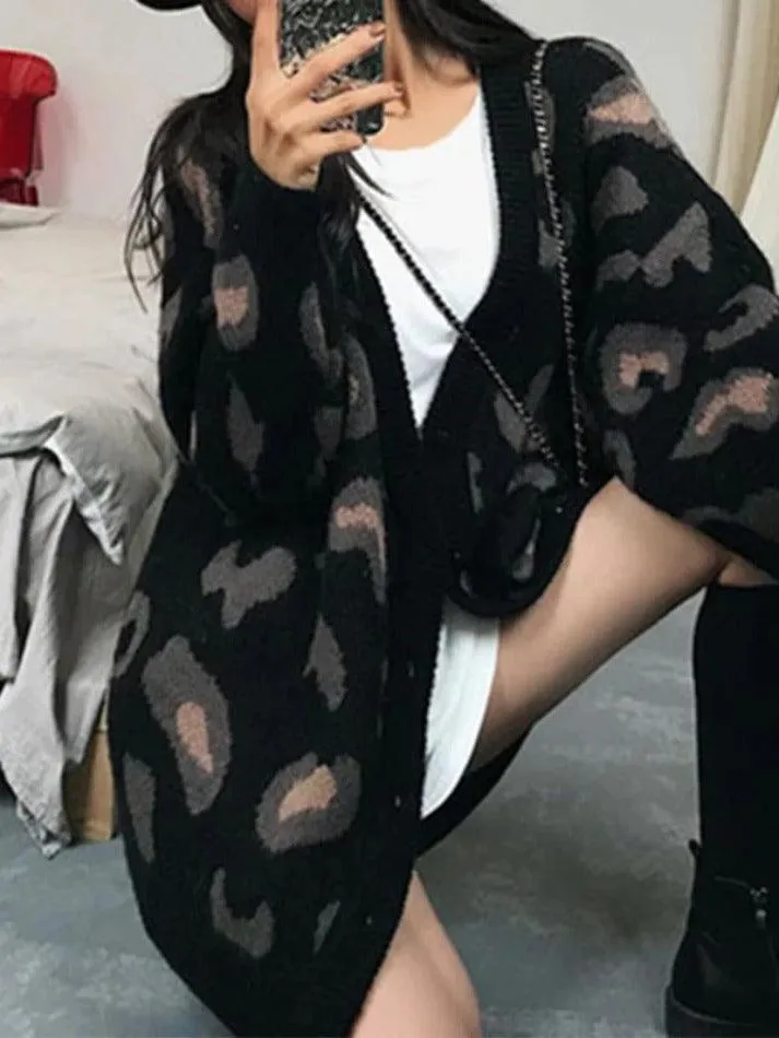 Cardigan ample imprimé léopard