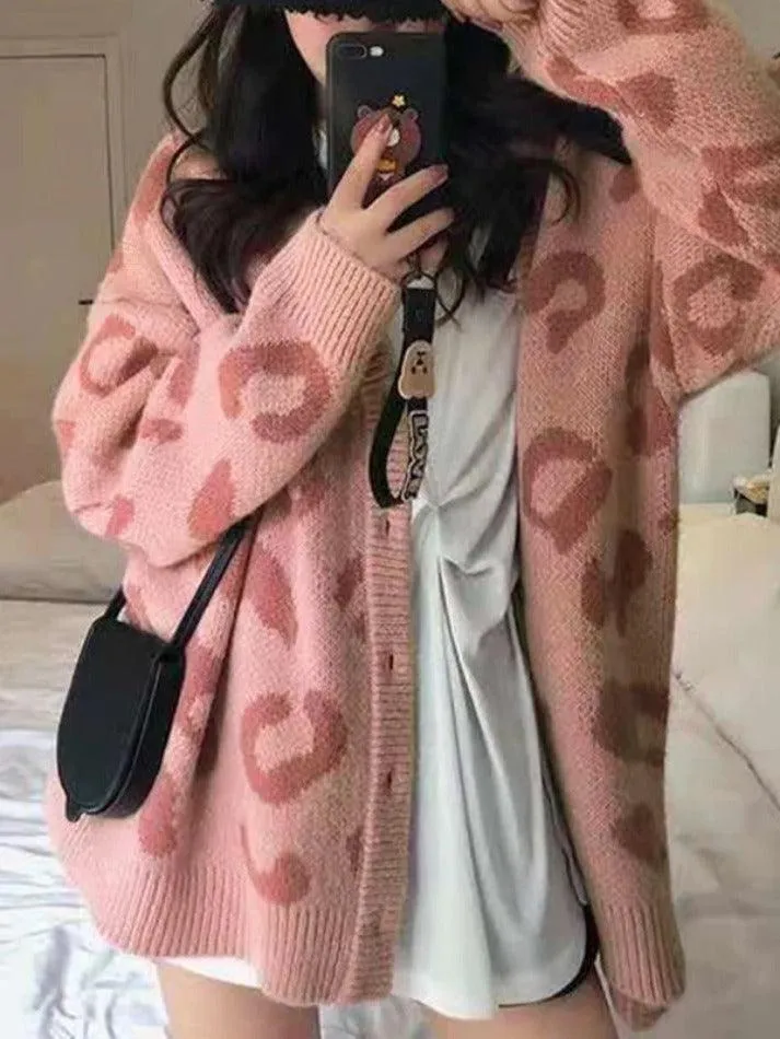 Cardigan ample imprimé léopard