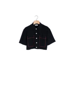 Cardigan court façon chemisette