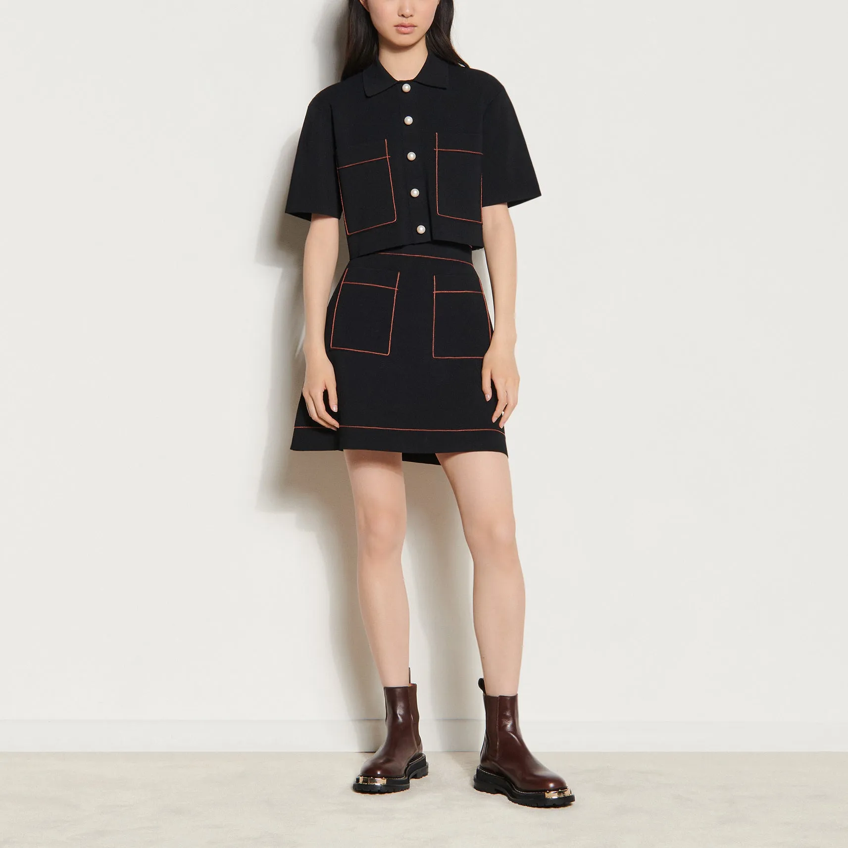 Cardigan court façon chemisette