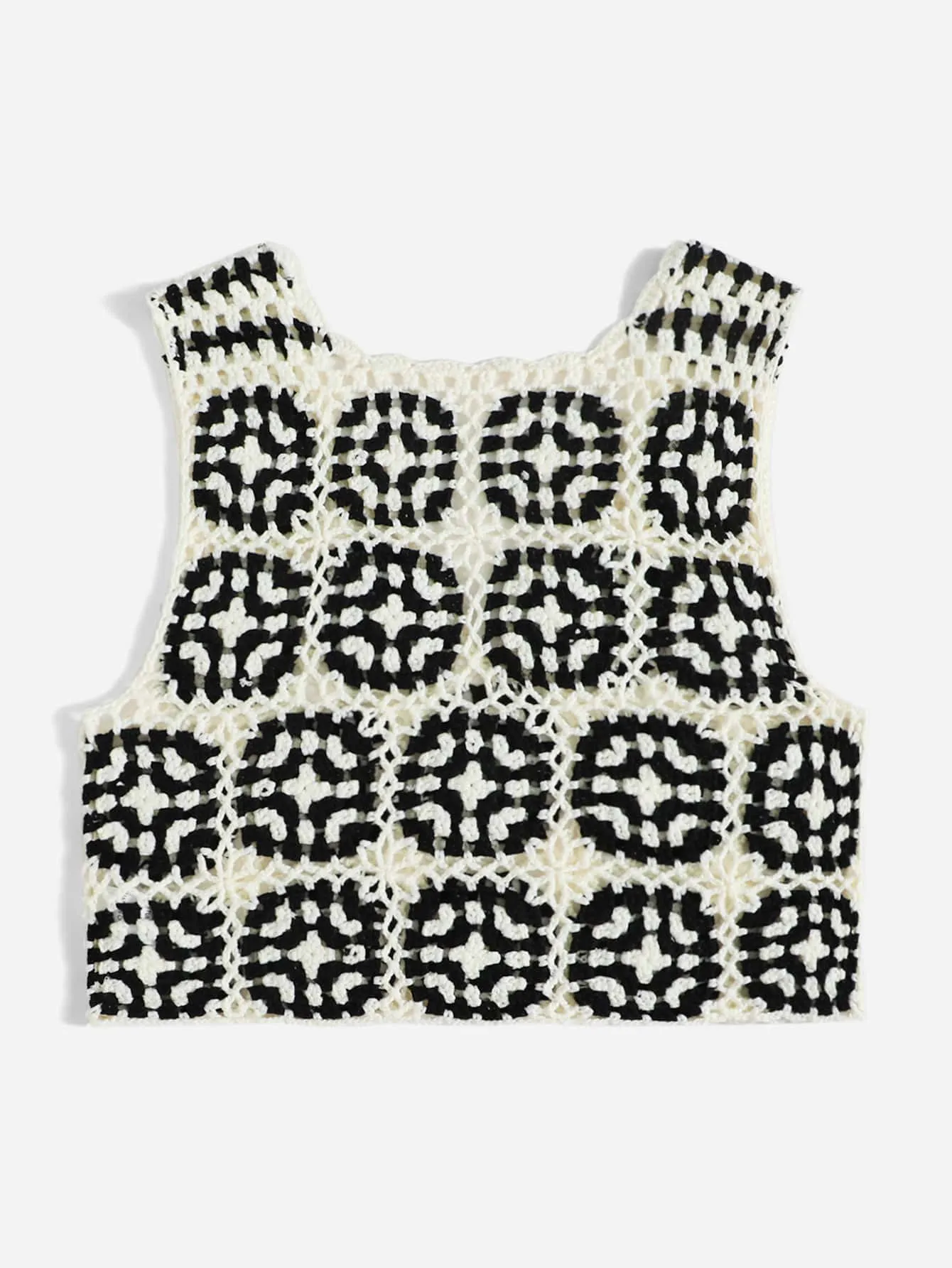 Casual Graphic Sleeveless V Neck Crop Women Knit Top
