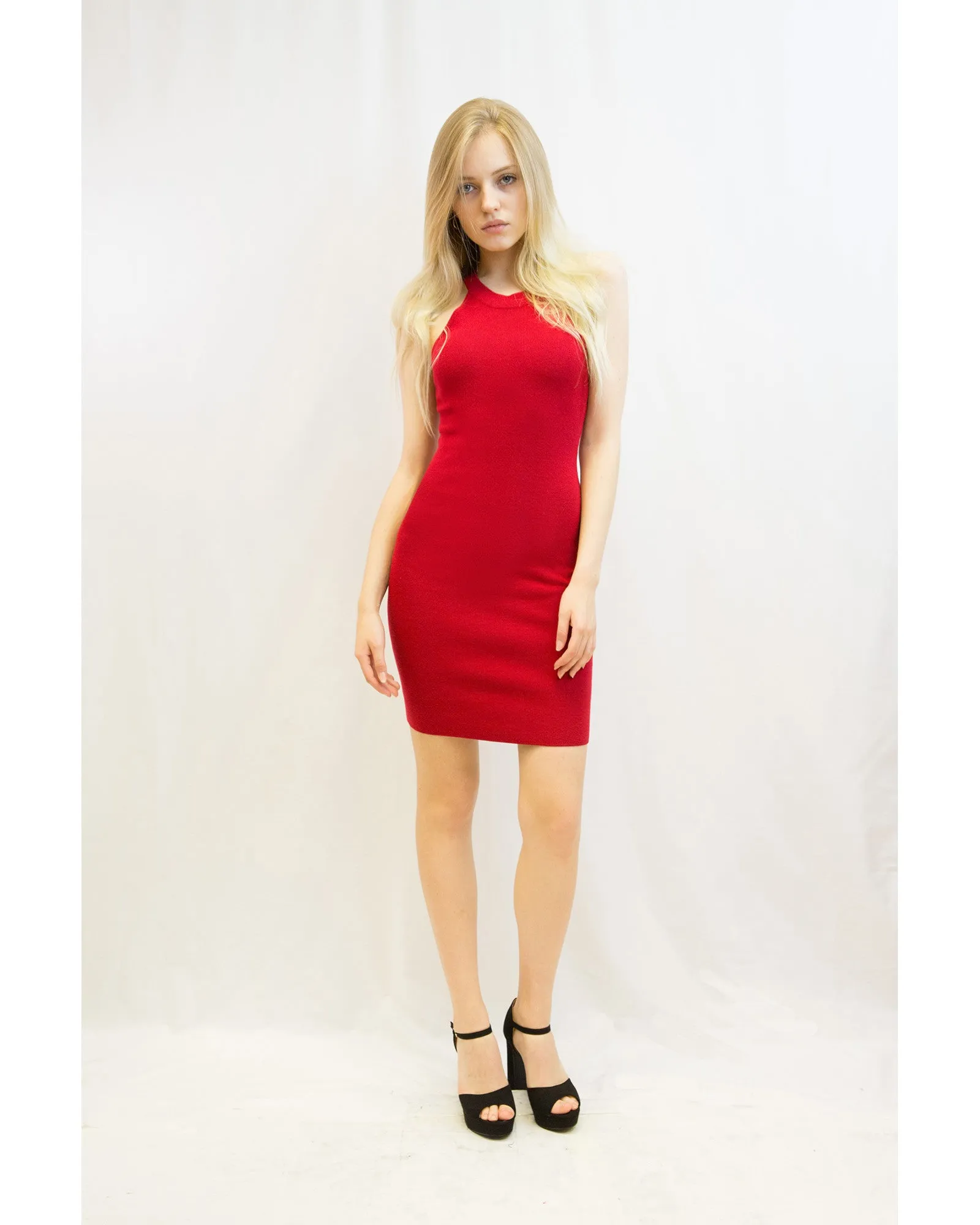 Cotton blend PETITE Bodycon Dress (RED)