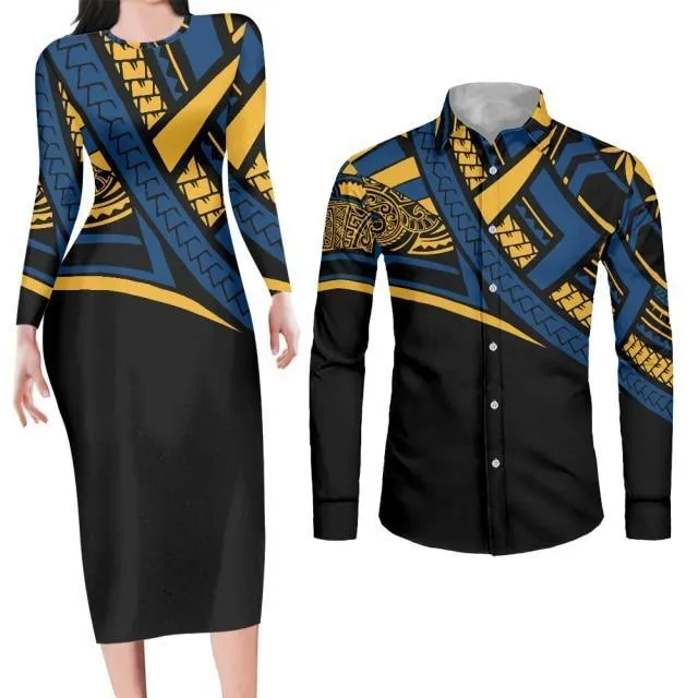 Couples Swag Black Matching Apparel Bodycon Dress and Shirt Engagement Outfits