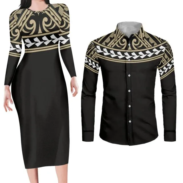 Couples Swag Black Matching Apparel Bodycon Dress and Shirt Engagement Outfits