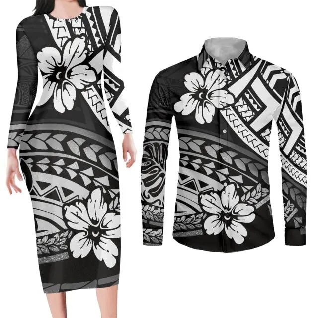 Couples Swag Black Matching Apparel Bodycon Dress and Shirt Engagement Outfits