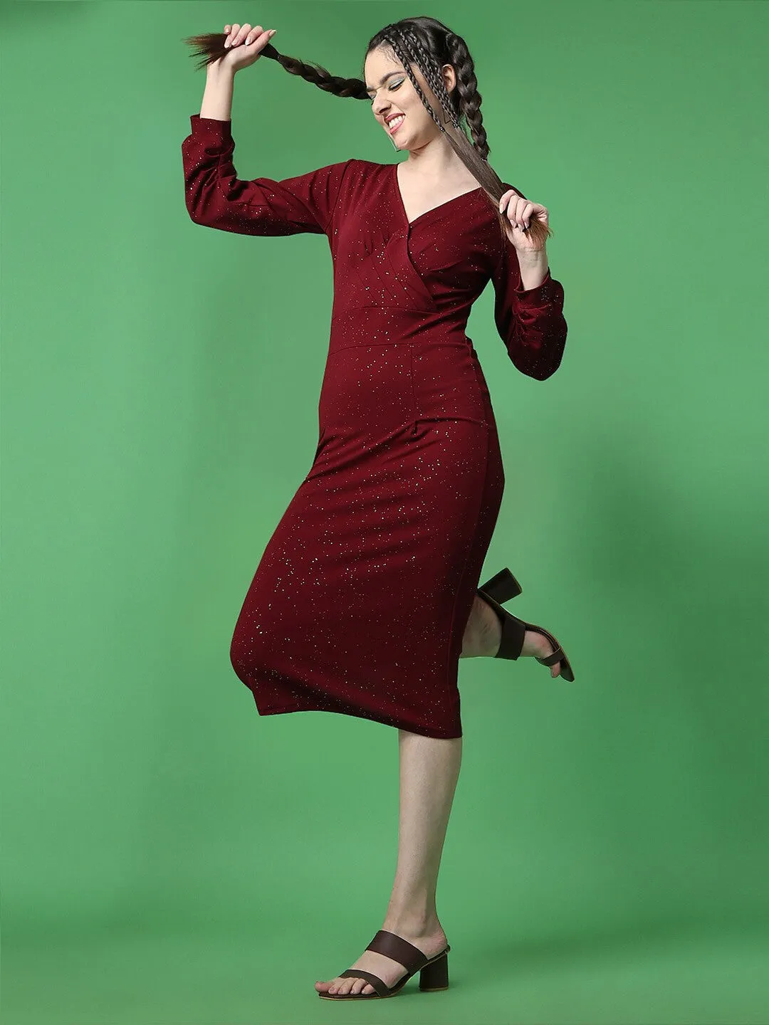 Elegant Maroon Bodycon Dress
