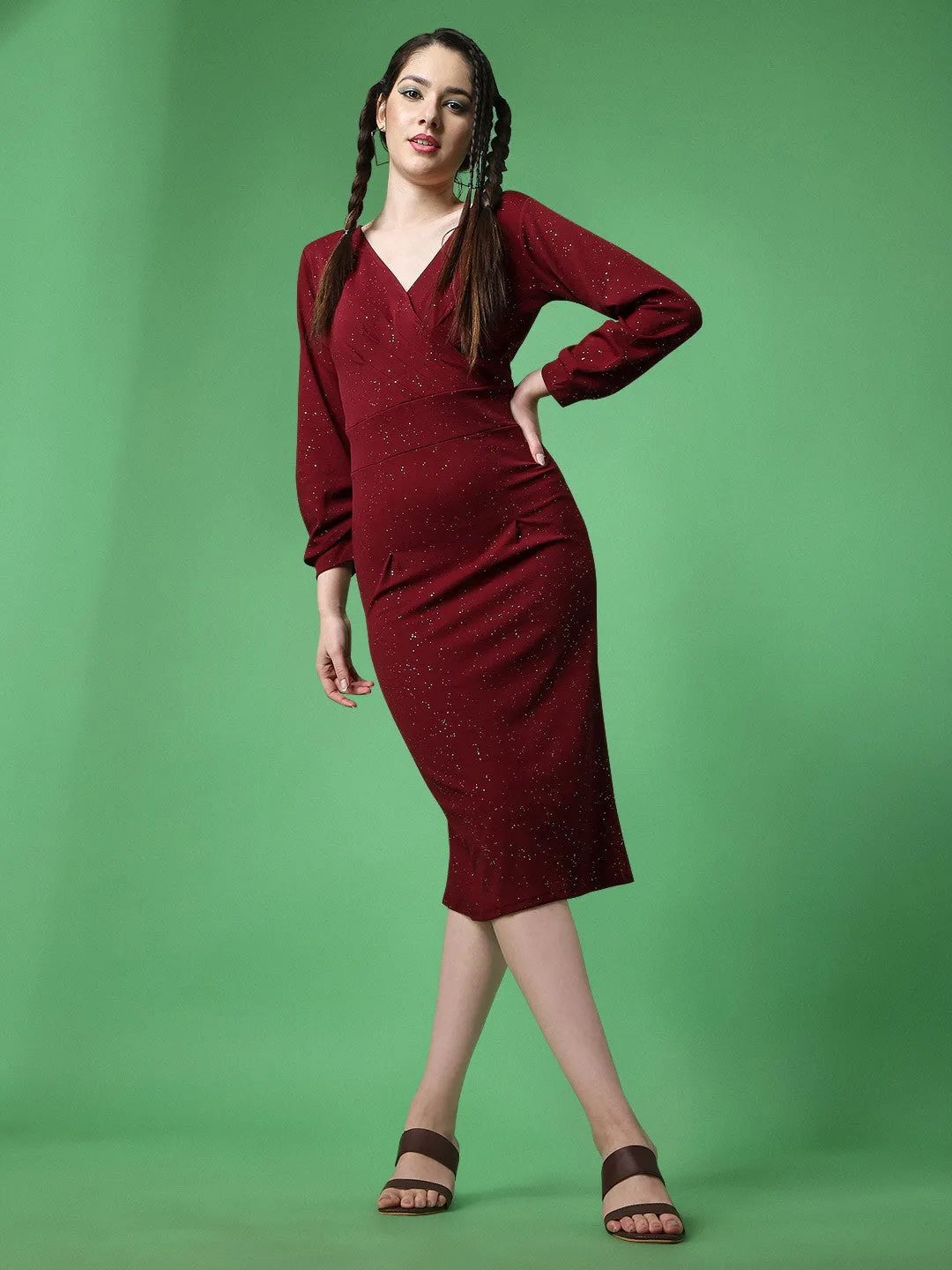 Elegant Maroon Bodycon Dress