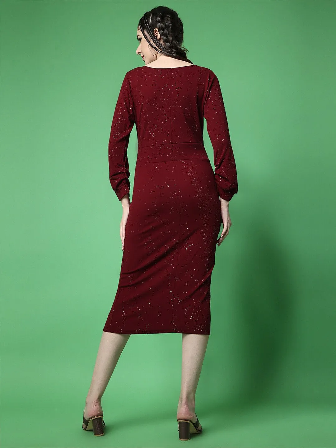 Elegant Maroon Bodycon Dress
