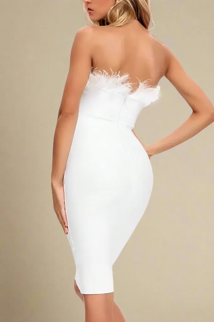 Erin Bandage Dress - Pearl White