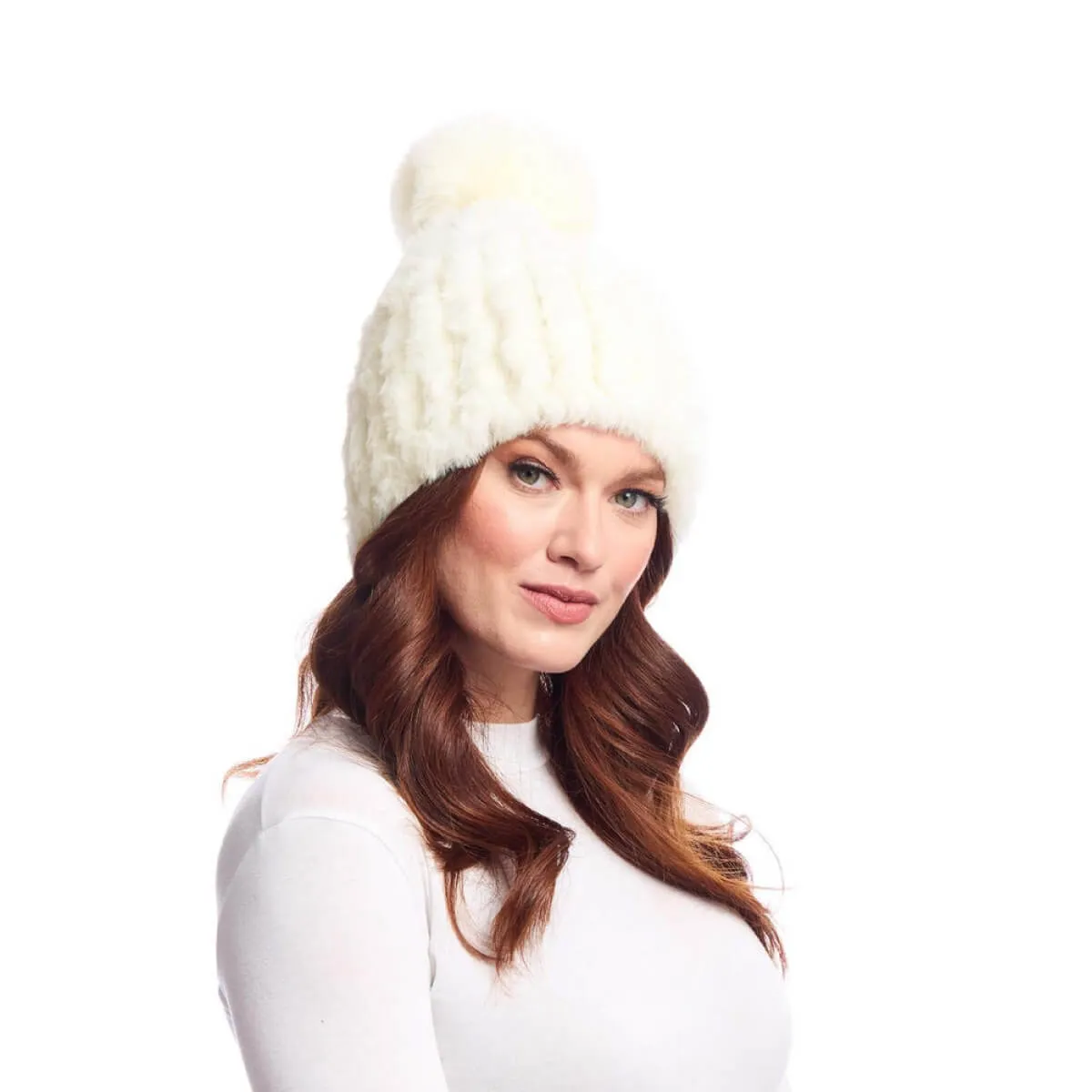 Faux Fur Poppy Pom Beanie Hat