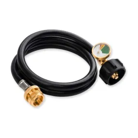GASLAND Propane Hose, 5 Ft Gas Line with Propane Gauge, QCC1/Type1 Propane Tank Gauge Hose with Gas Pressure Indicator & Leak Detector, for RV Camper, Cylinder, BBQ Gas Grill, Heater Appliances