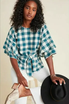 Laszlo Top - Teal Gingham