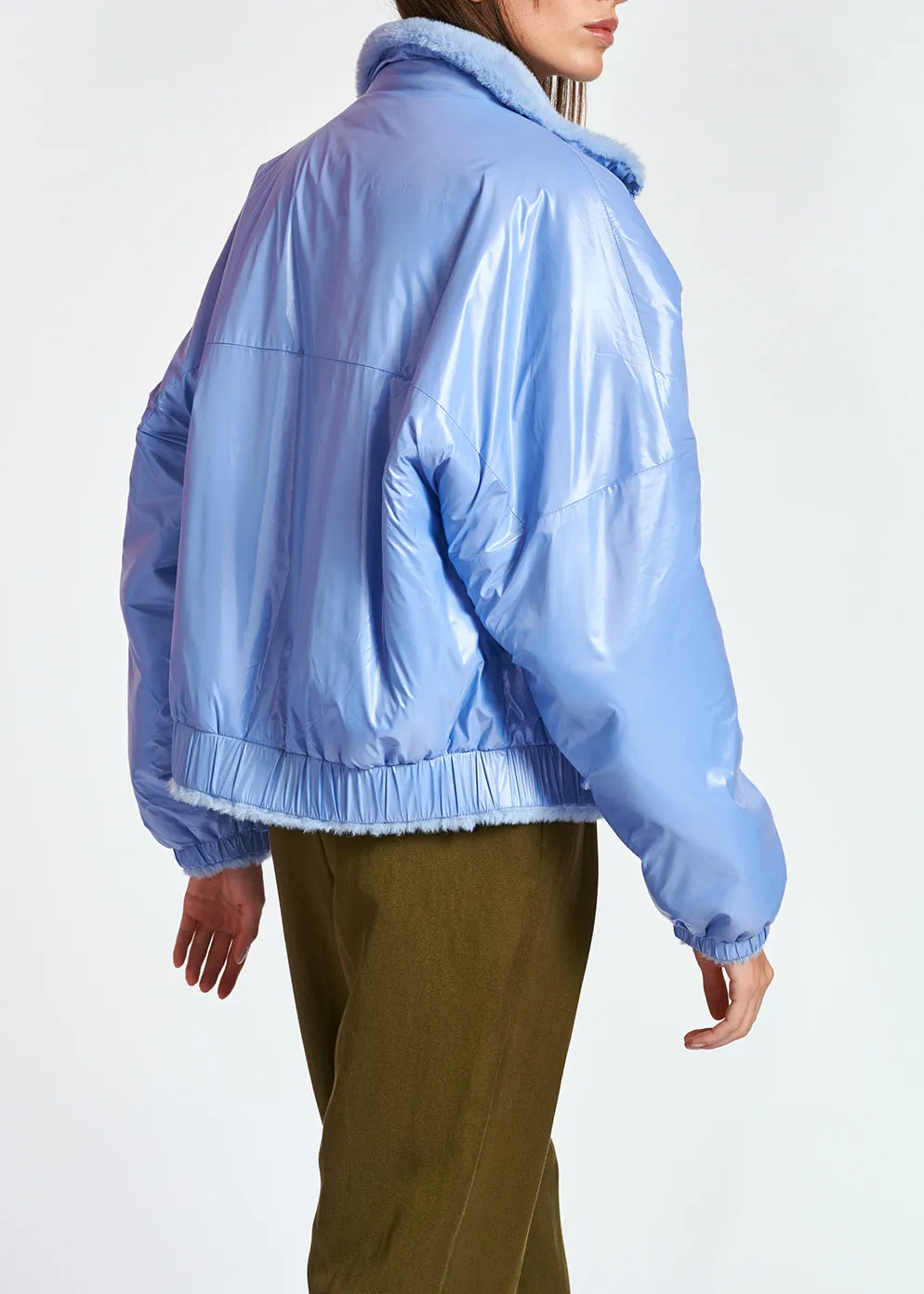 Light blue reversible bomber jacket