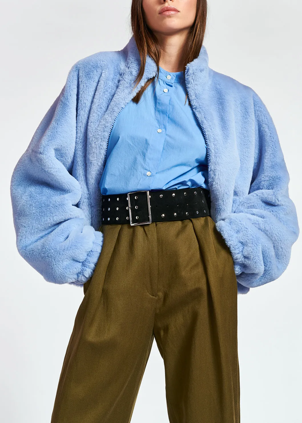 Light blue reversible bomber jacket
