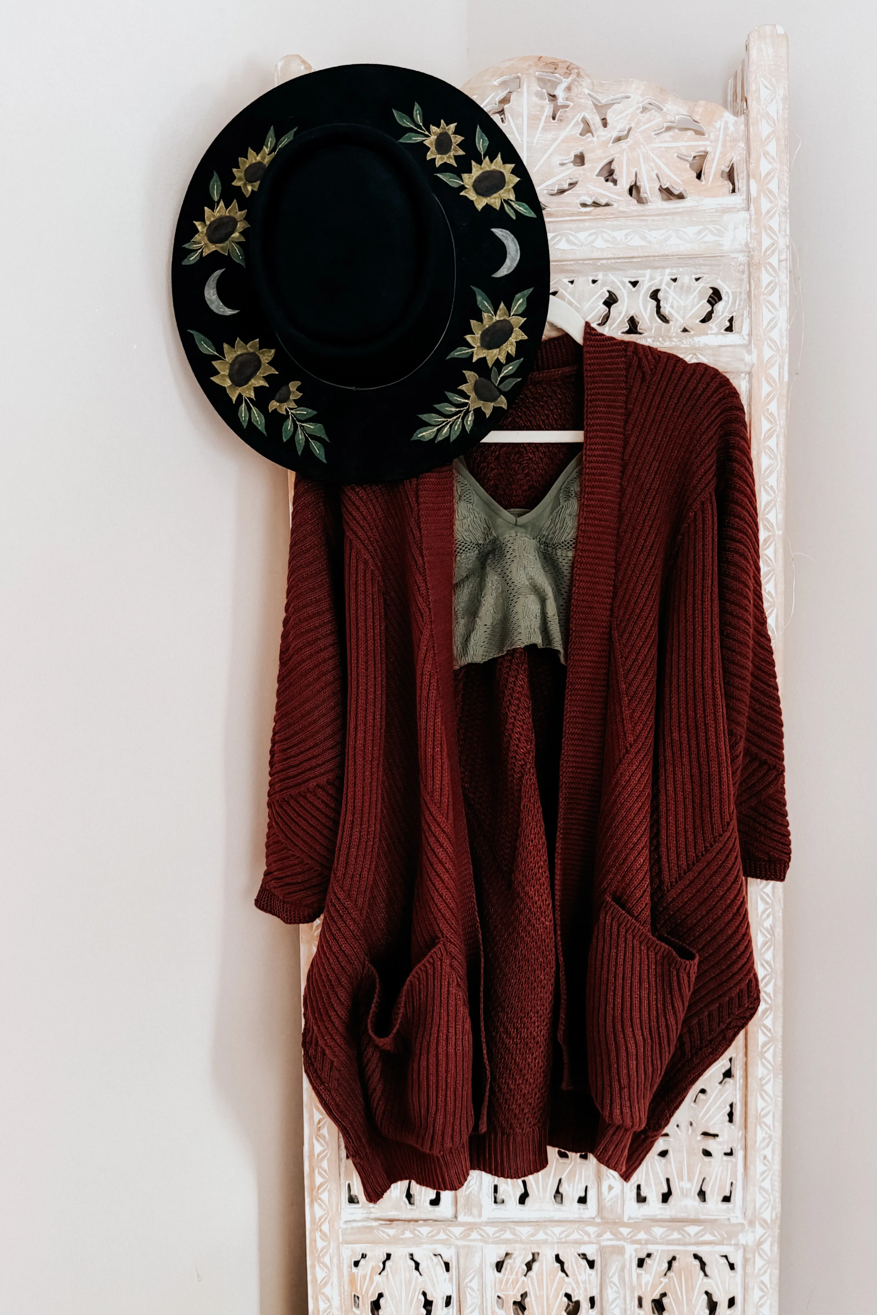 Maude Ribbed Knit Cardigan • Wine