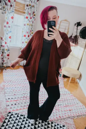 Maude Ribbed Knit Cardigan • Wine