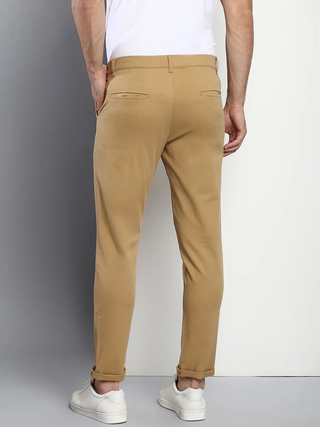 Men's Tapered Fit Cotton Chinos (Dark Khaki)
