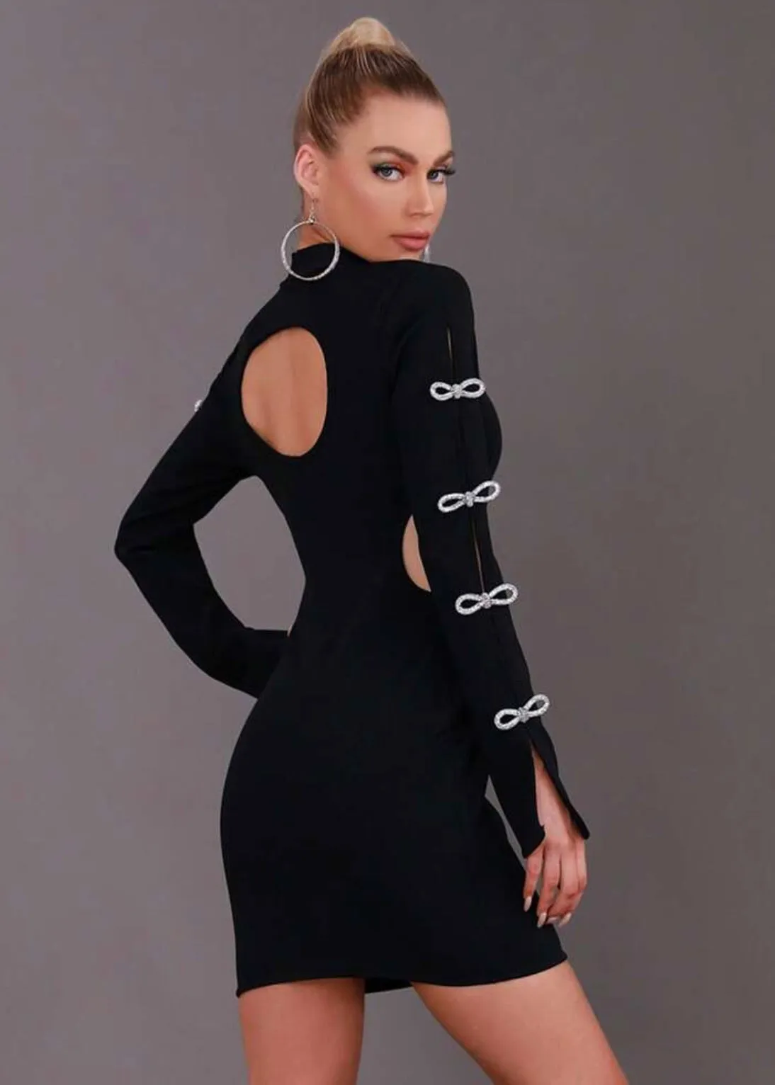 Mock Neck Cut Out Side Bodycon Dress