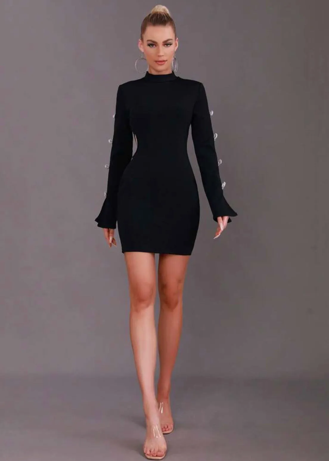 Mock Neck Cut Out Side Bodycon Dress