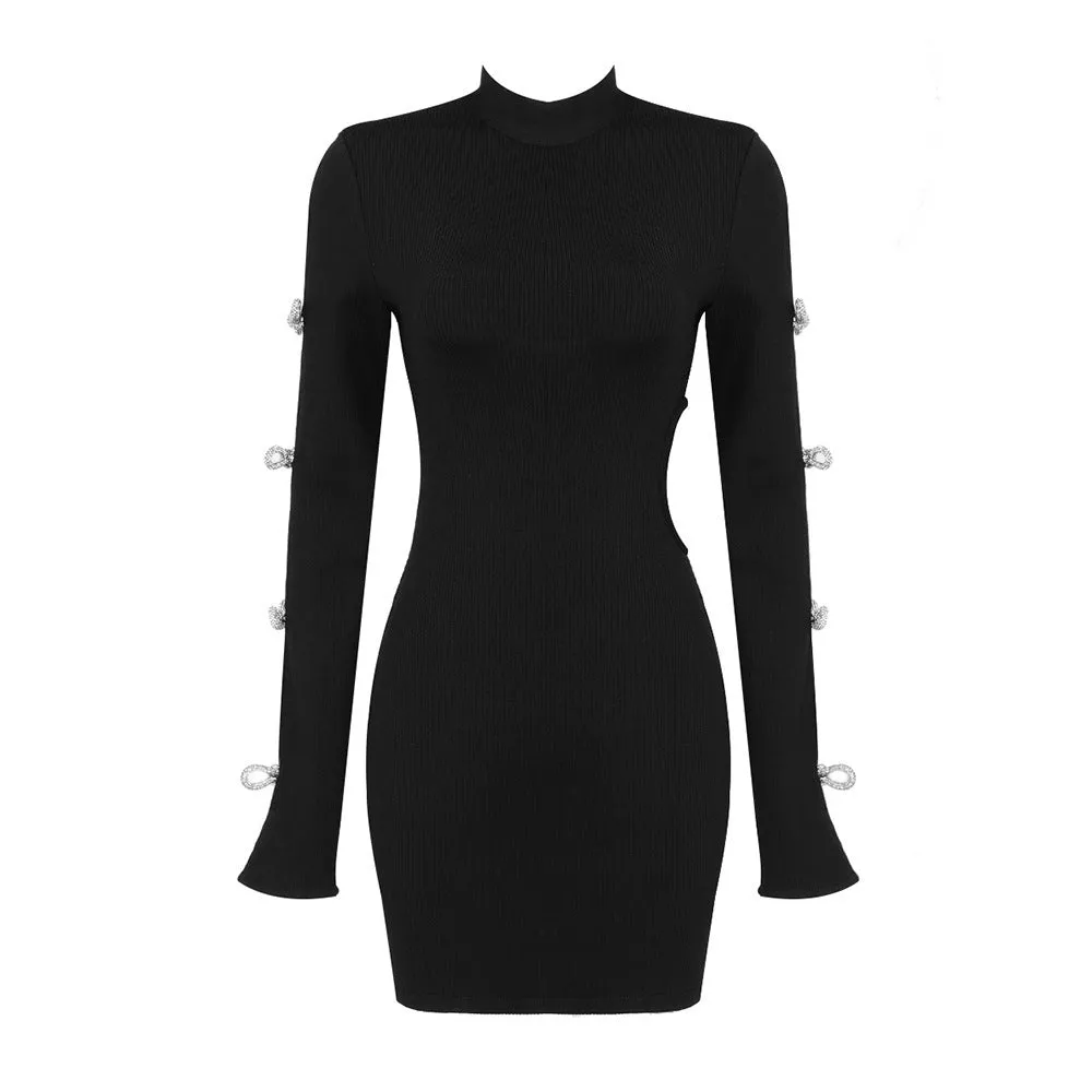 Mock Neck Cut Out Side Bodycon Dress